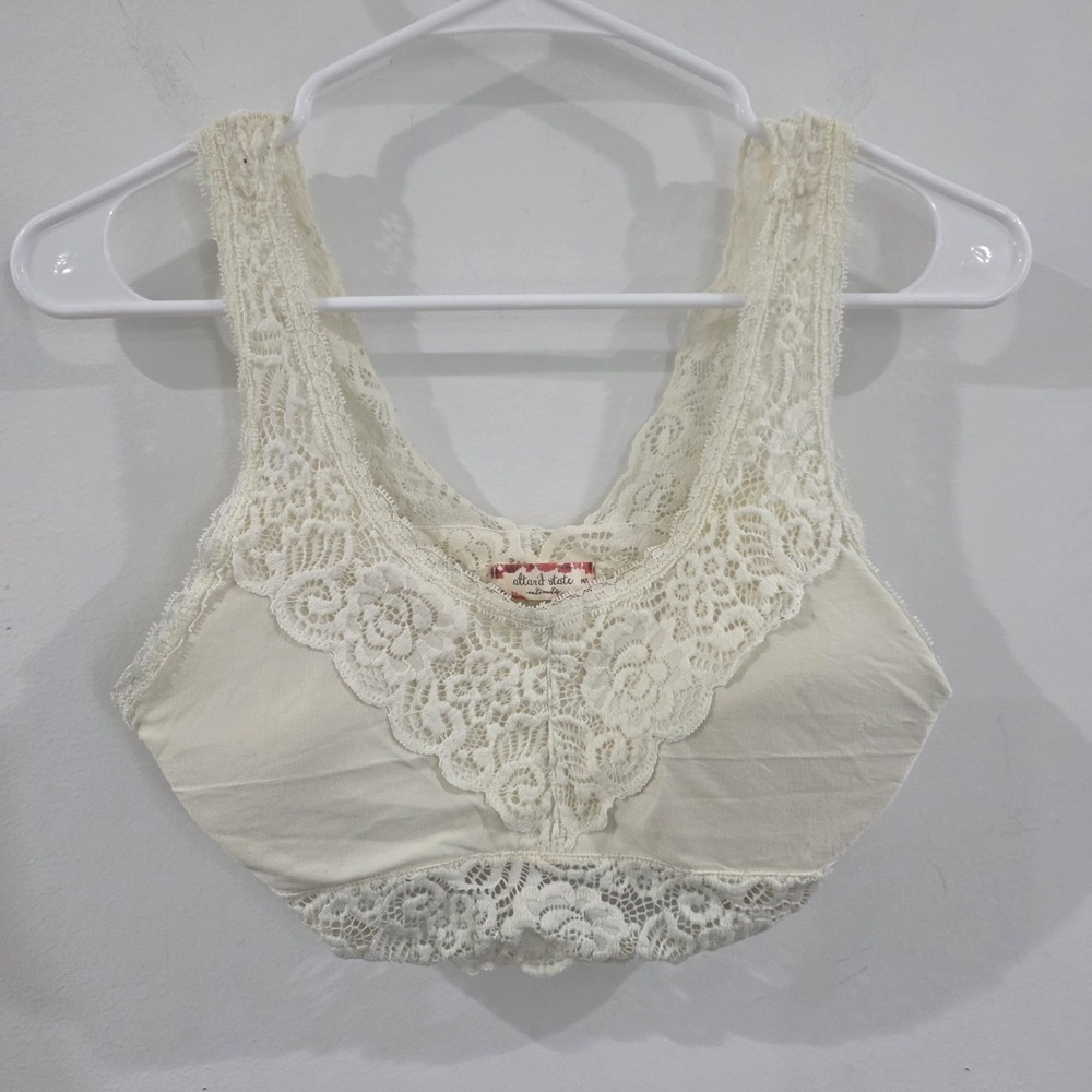 Altard‎ State Intimates Womens Floral Lace Ivory Bralette Size Medium Coquette